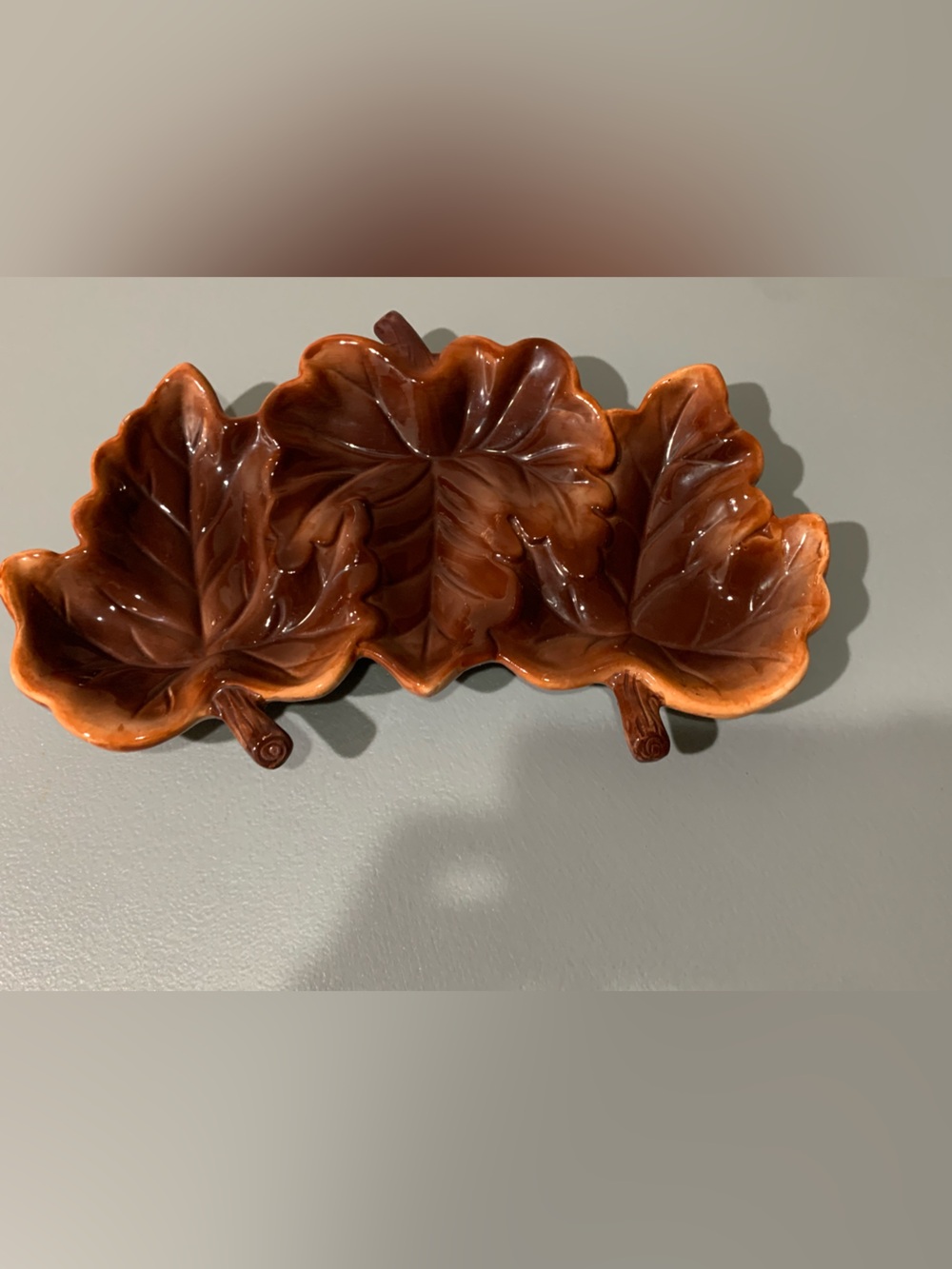 Brown Ceramic Leaf Serving Dish - Home Art